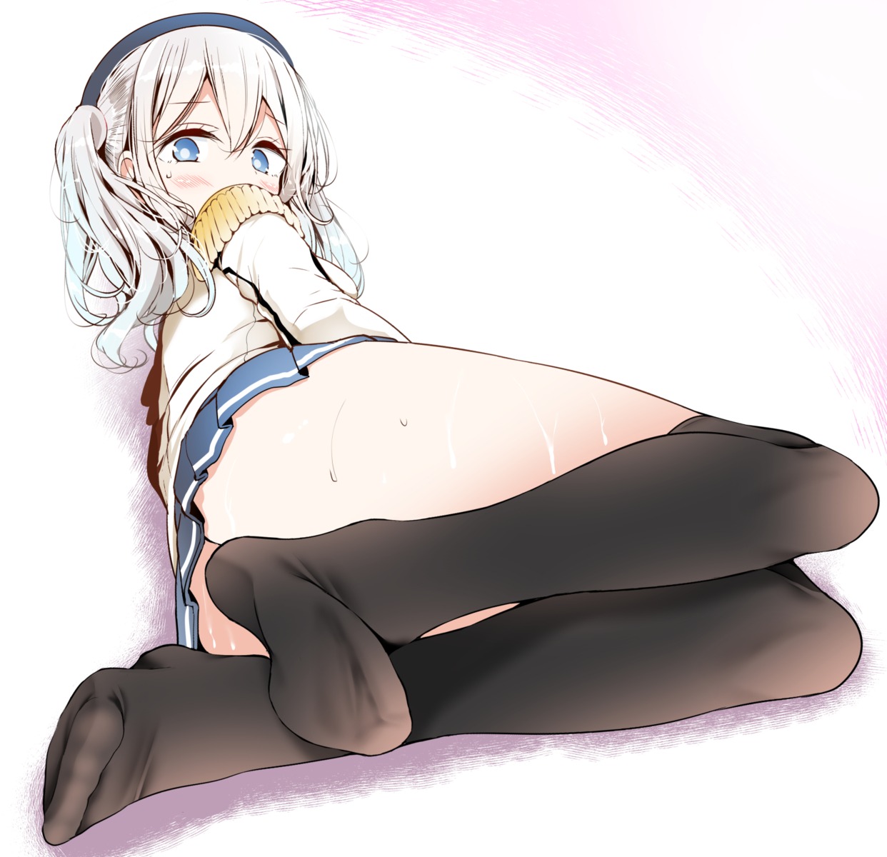 Oouso Kantai Collection Kashima Kancolle Ass Feet Nopan Thighhighs